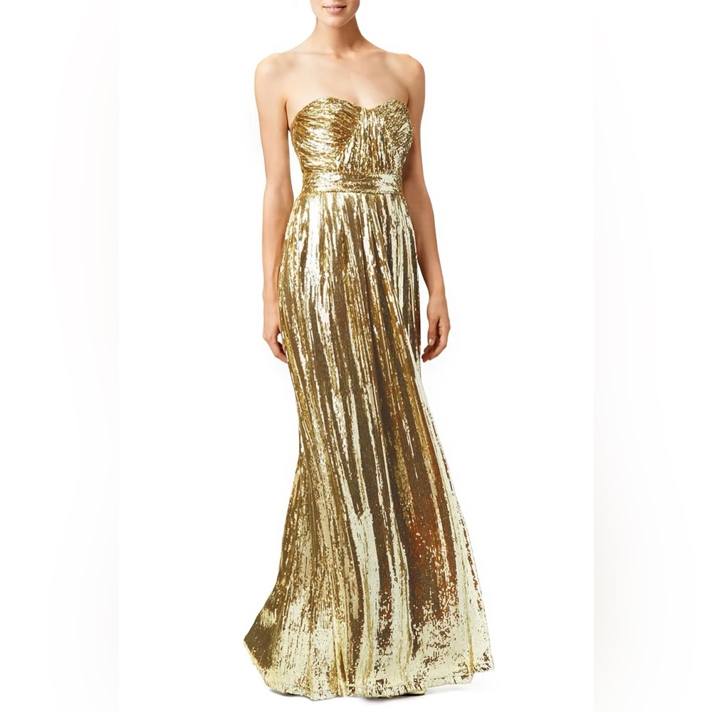 Gold Strapless Screen Siren Gown- Badgley Mischka
